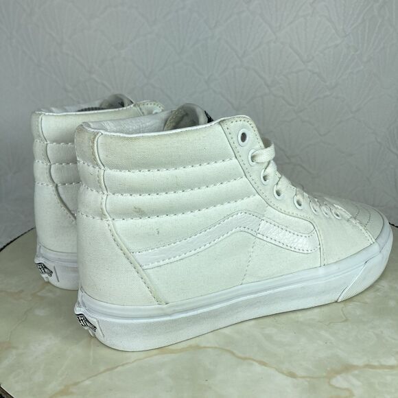 Vans SK8-Hi Sneakers Sz 7.5 White Athletic Casual Canvas Lace Up Skate Y2K Shoes - Picture 9 of 12